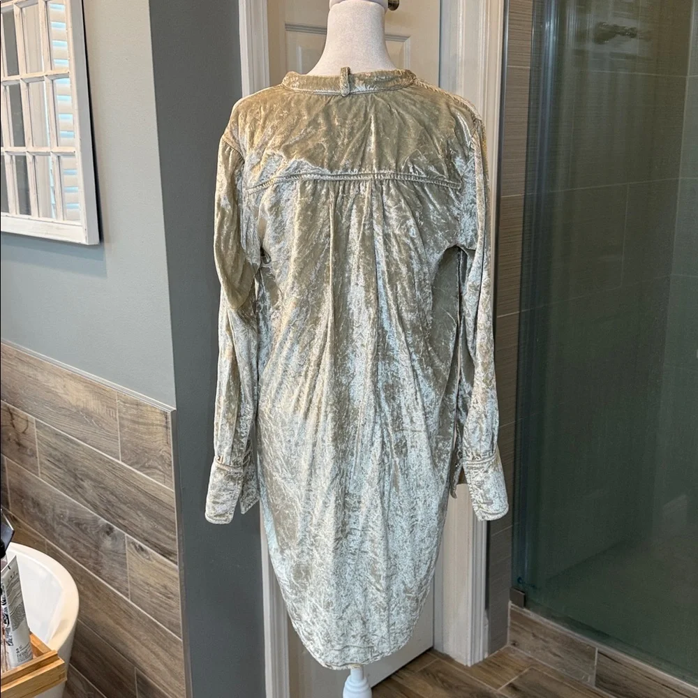 Maeve Anthropologie Boho Crushed Velvet‎ Long Sleeve High Low Tunic Size 4